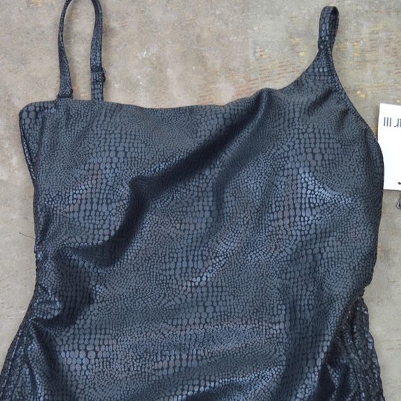 BAR III Faux Snakeskin One-Shoulder One-Piece Swimsuit, Size XS - Picture 3 of 12